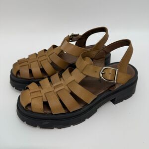 Free People Delaney Fisherman Women's Dark Sand Platform Sandals Chunky Size 6.5